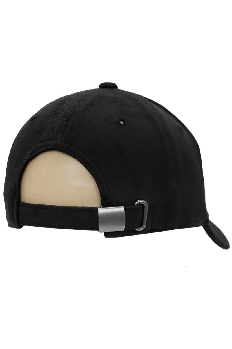 Premium Faux Suede Low Profile Strap Baseball Cap: Black