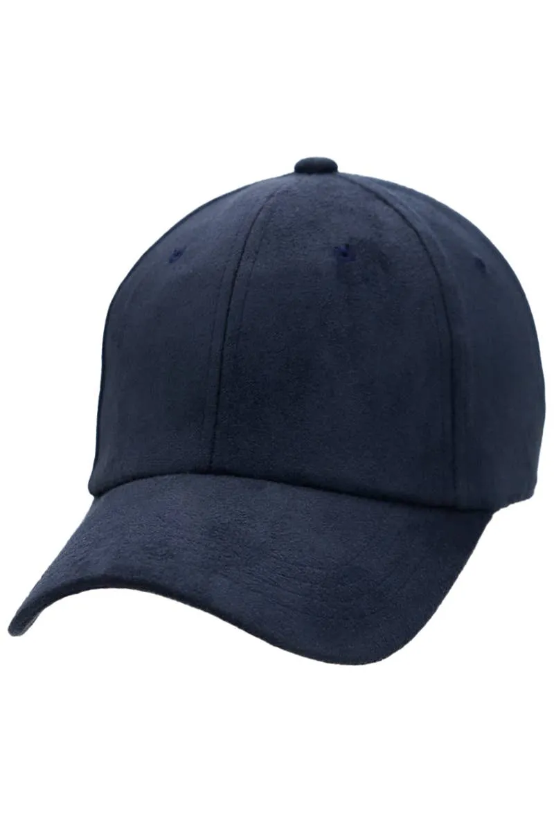 Premium Faux Suede Low Profile Strap Baseball Cap: Black