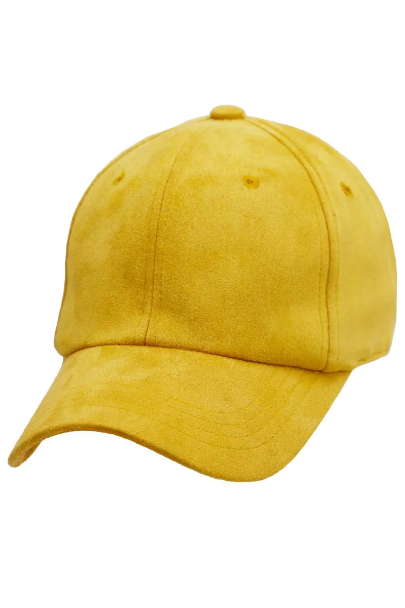 Premium Faux Suede Low Profile Strap Baseball Cap: Black