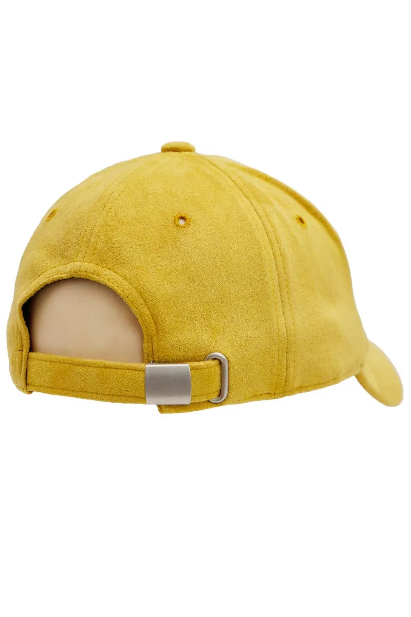 Premium Faux Suede Low Profile Strap Baseball Cap: Black
