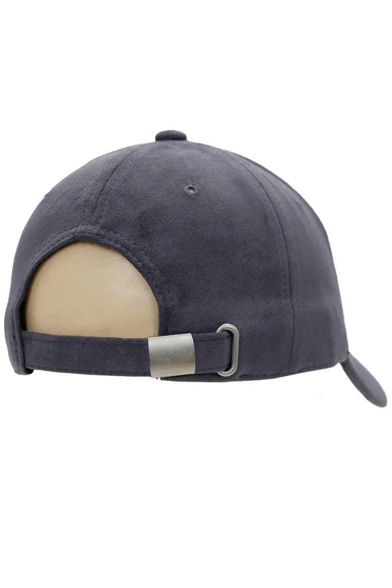 Premium Faux Suede Low Profile Strap Baseball Cap: Black
