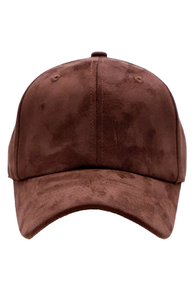 Premium Faux Suede Low Profile Strap Baseball Cap: Black