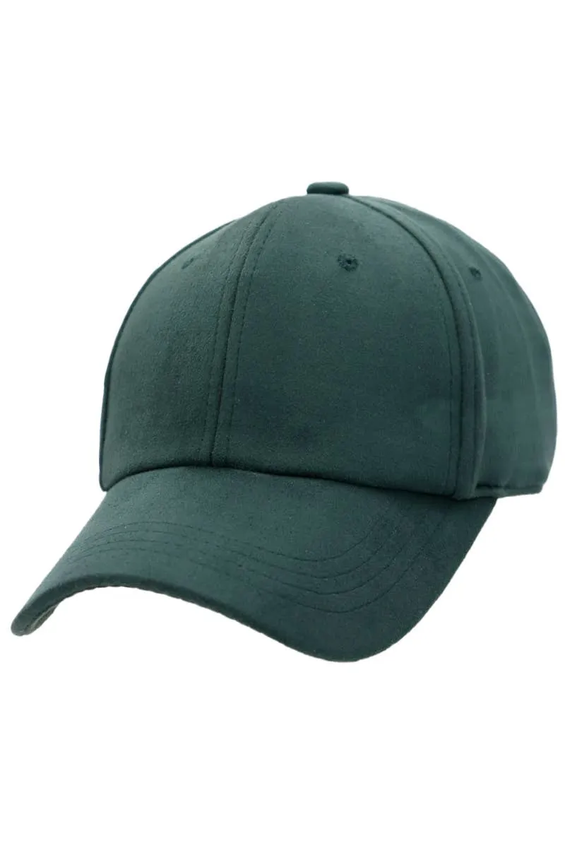 Premium Faux Suede Low Profile Strap Baseball Cap: Black