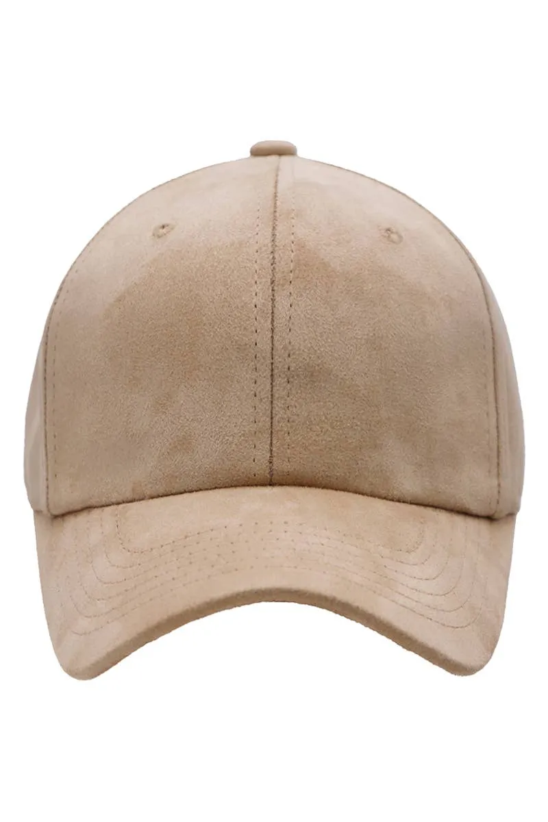 Premium Faux Suede Low Profile Strap Baseball Cap: Black