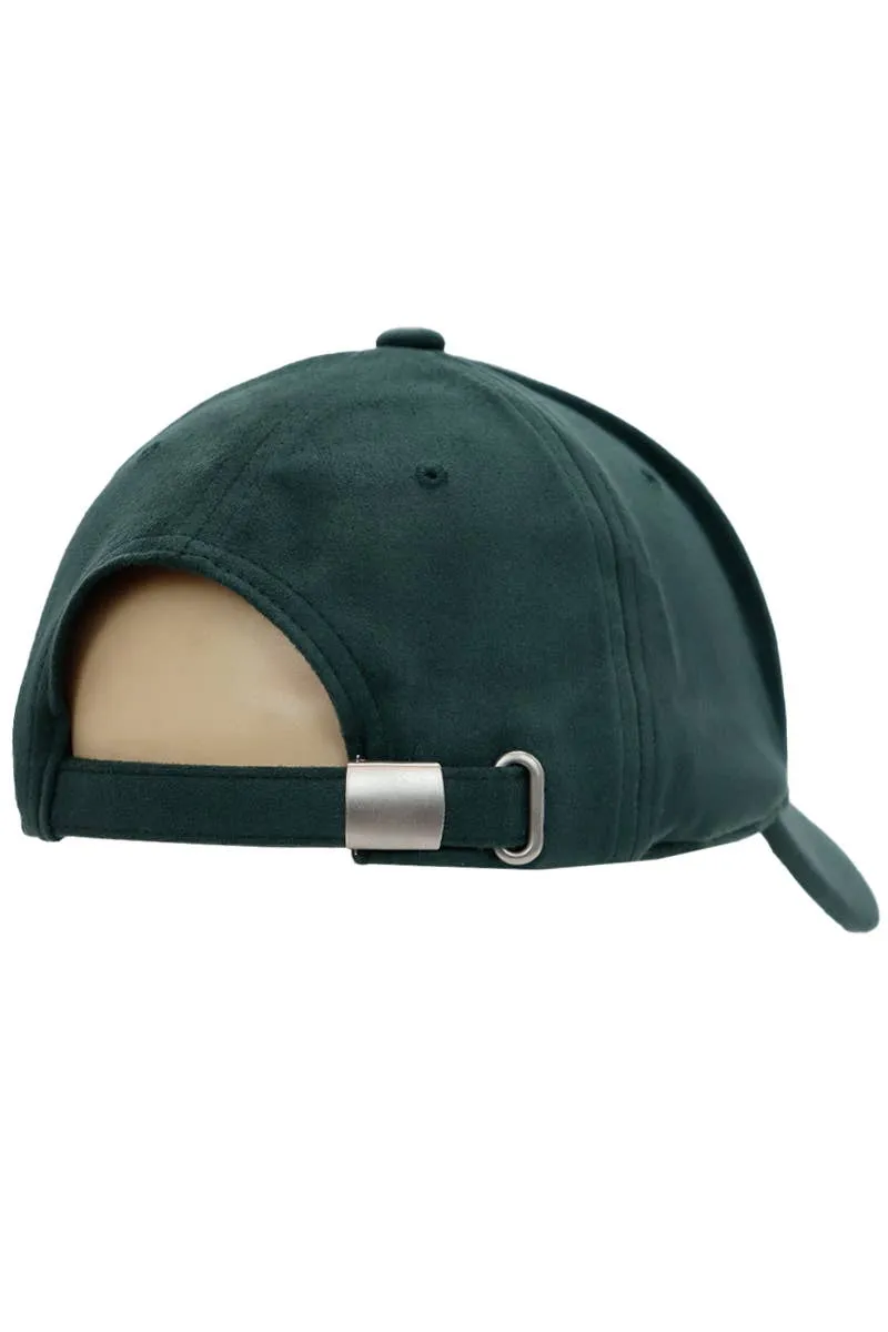 Premium Faux Suede Low Profile Strap Baseball Cap: Black