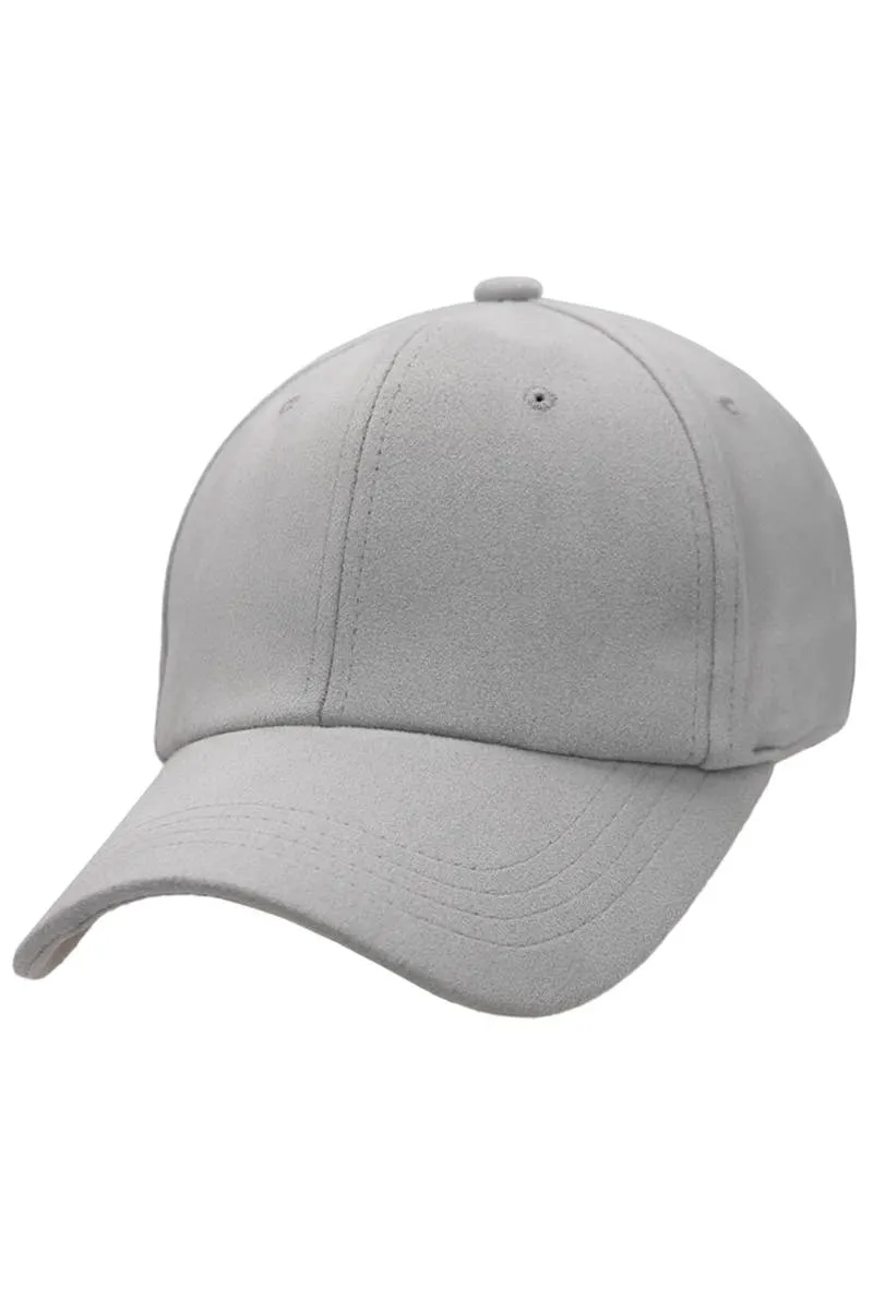 Premium Faux Suede Low Profile Strap Baseball Cap: Black