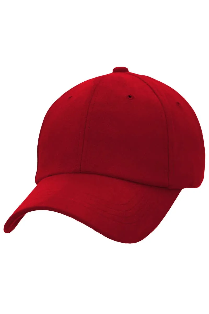 Premium Faux Suede Low Profile Strap Baseball Cap: Black
