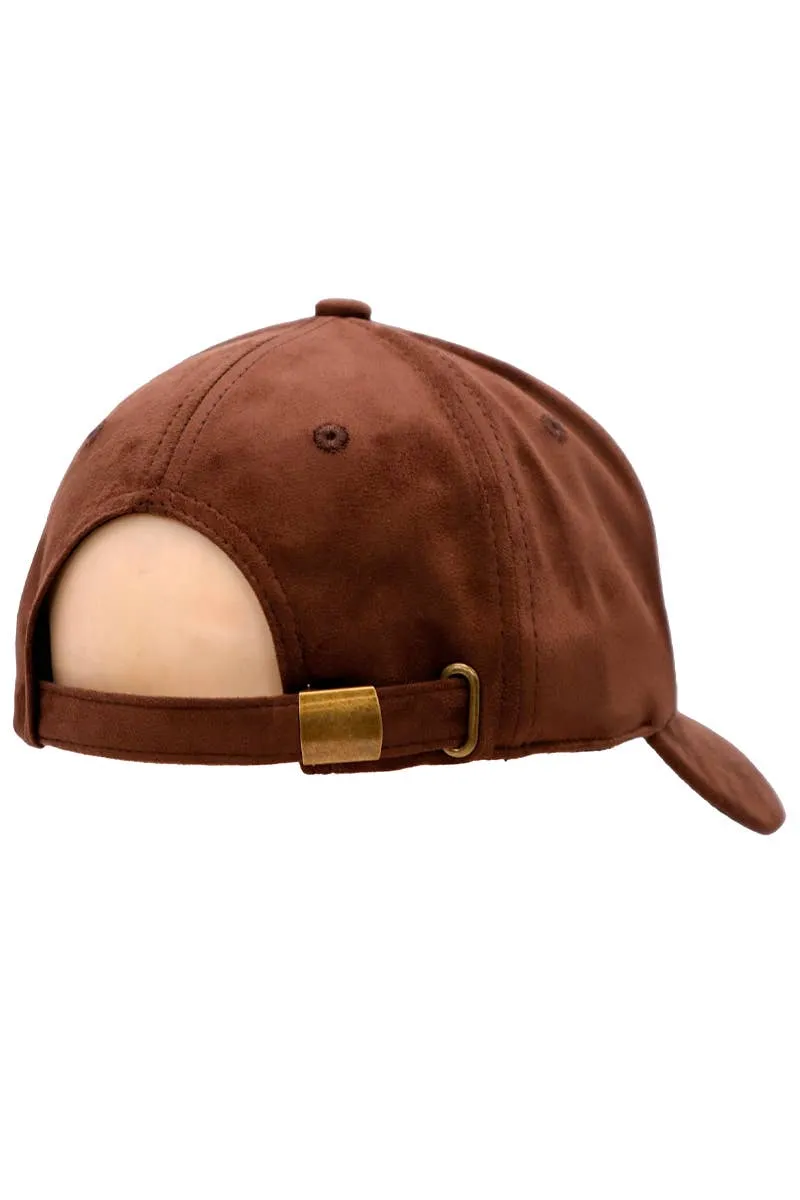 Premium Faux Suede Low Profile Strap Baseball Cap: Black