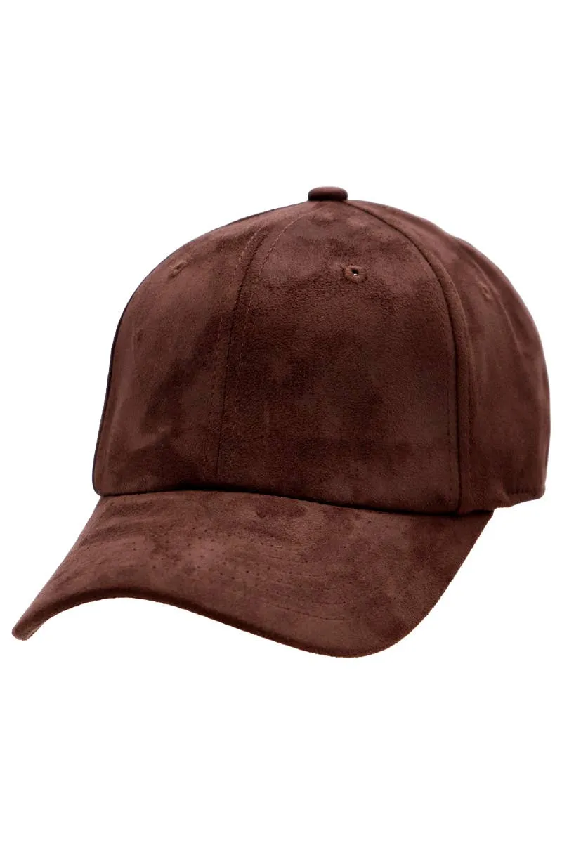 Premium Faux Suede Low Profile Strap Baseball Cap: Black