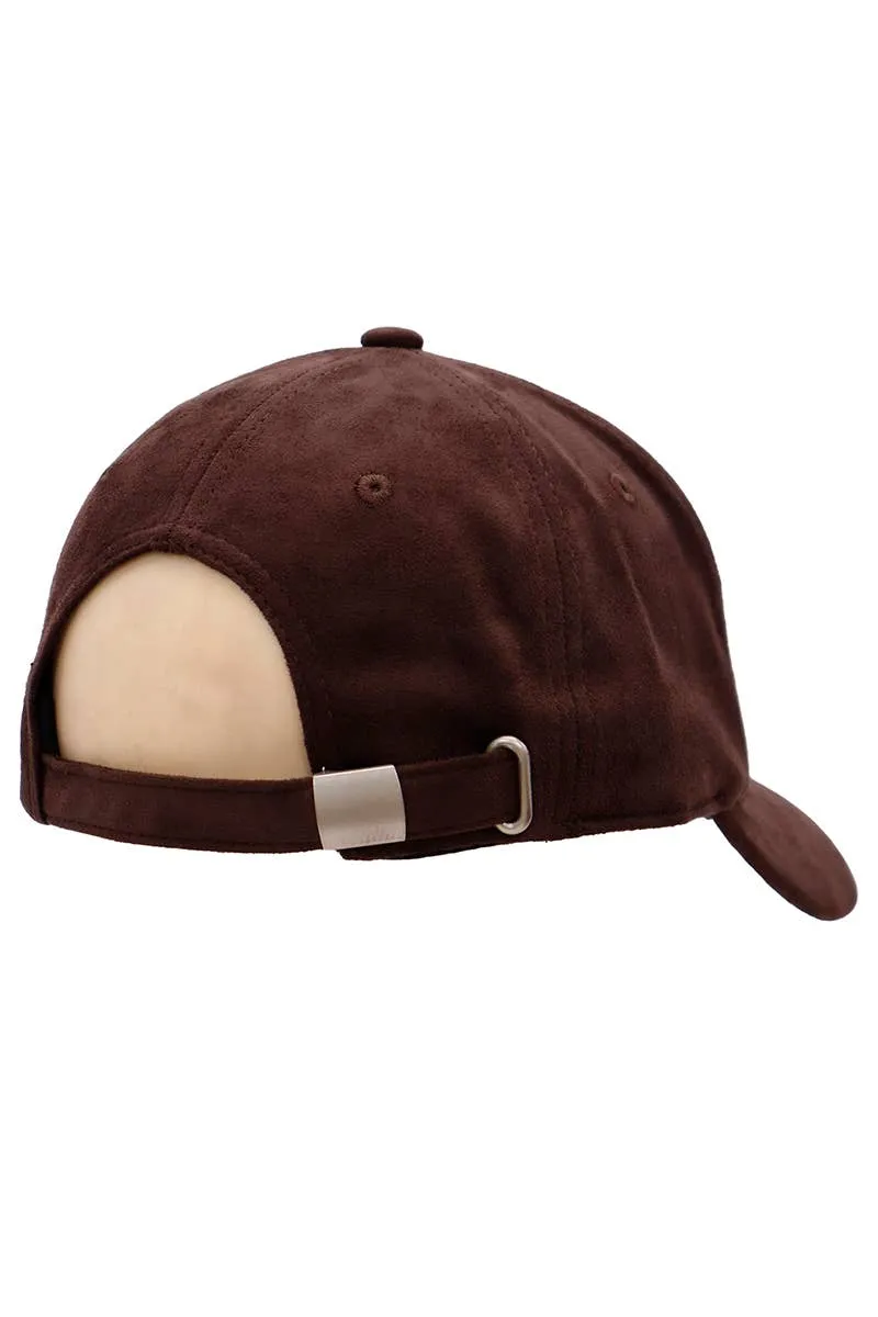 Premium Faux Suede Low Profile Strap Baseball Cap: Black