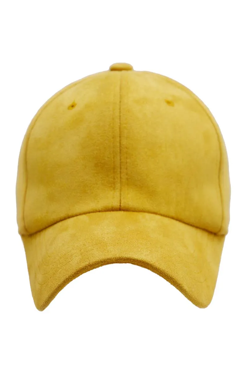 Premium Faux Suede Low Profile Strap Baseball Cap: Black