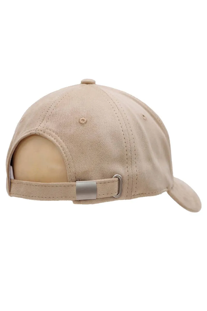 Premium Faux Suede Low Profile Strap Baseball Cap: Black