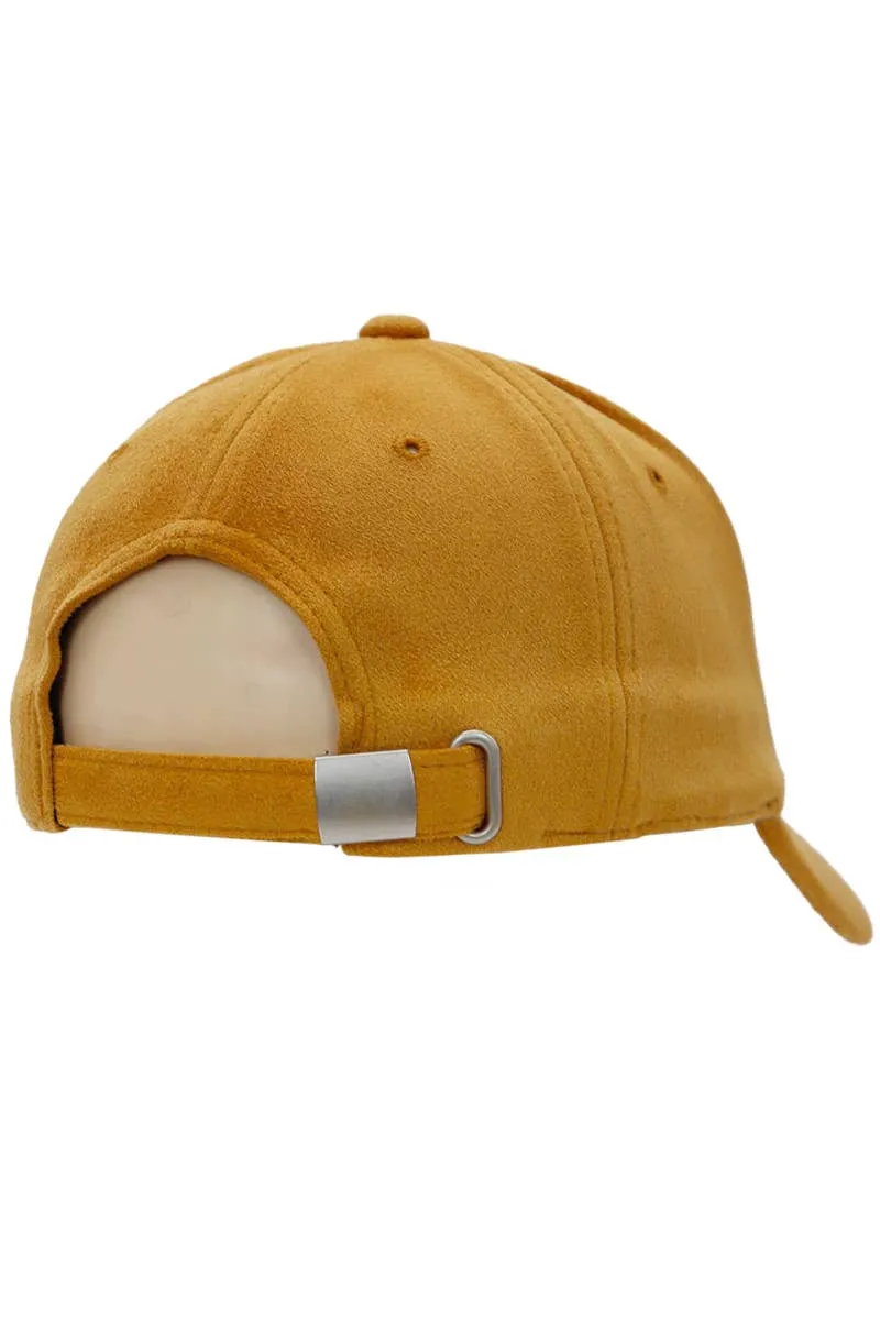 Premium Faux Suede Low Profile Strap Baseball Cap: Black
