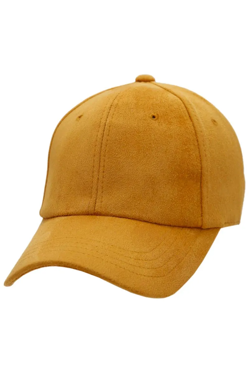 Premium Faux Suede Low Profile Strap Baseball Cap: Black