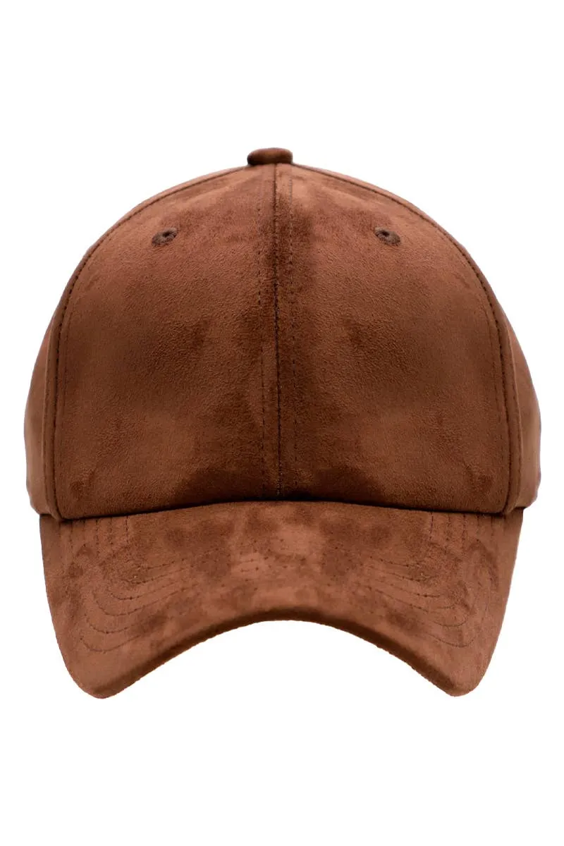 Premium Faux Suede Low Profile Strap Baseball Cap: Black