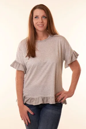 Pretty In Stripes Heather Grey Top
