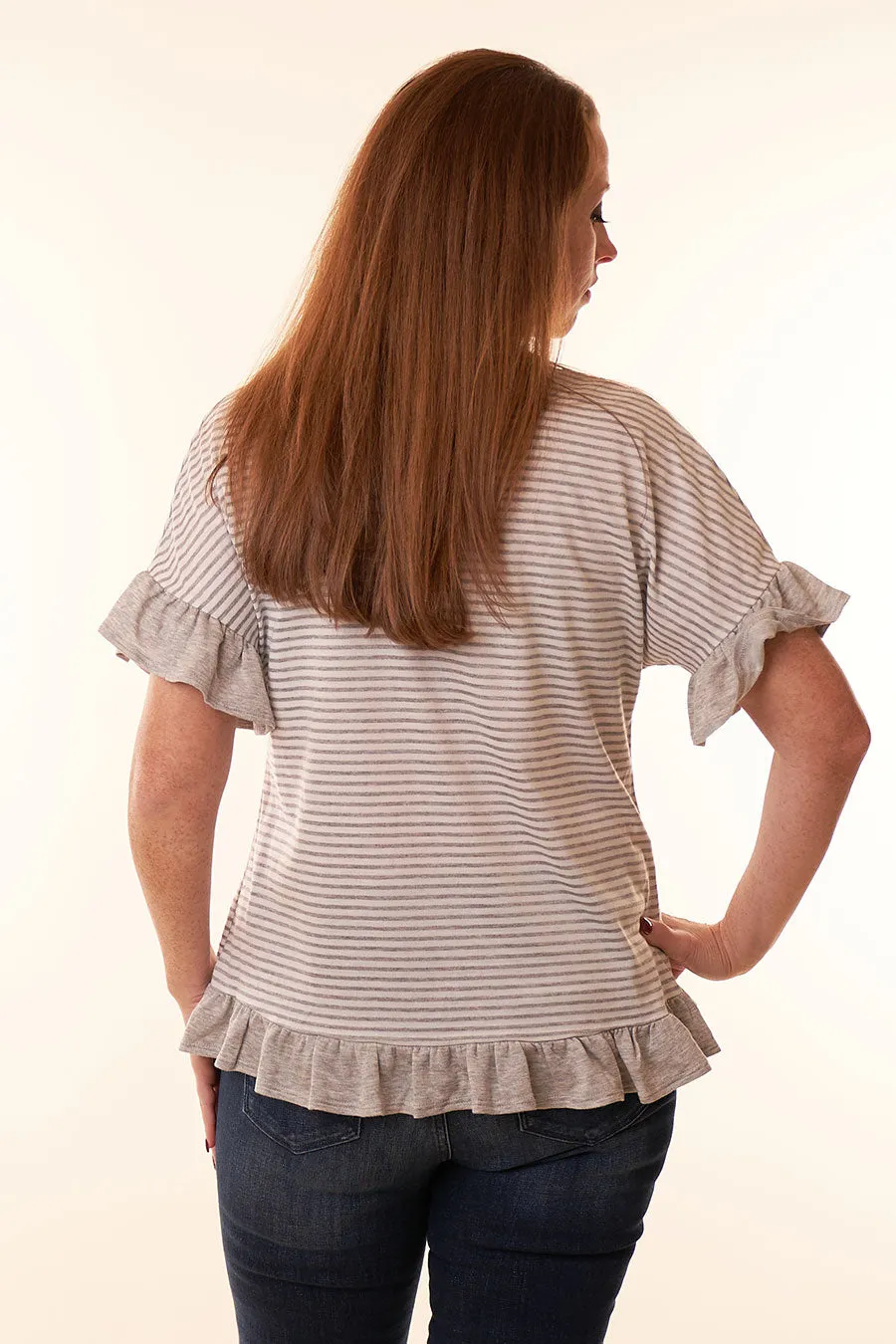 Pretty In Stripes Heather Grey Top