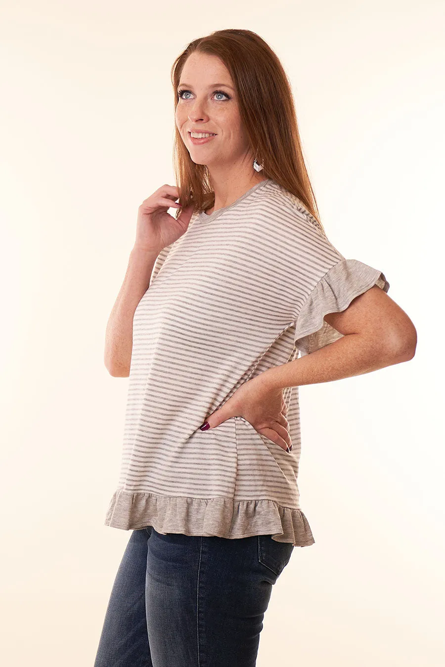 Pretty In Stripes Heather Grey Top