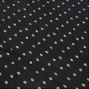 Printed Chiffon Black With White Flower Fabric 150cm