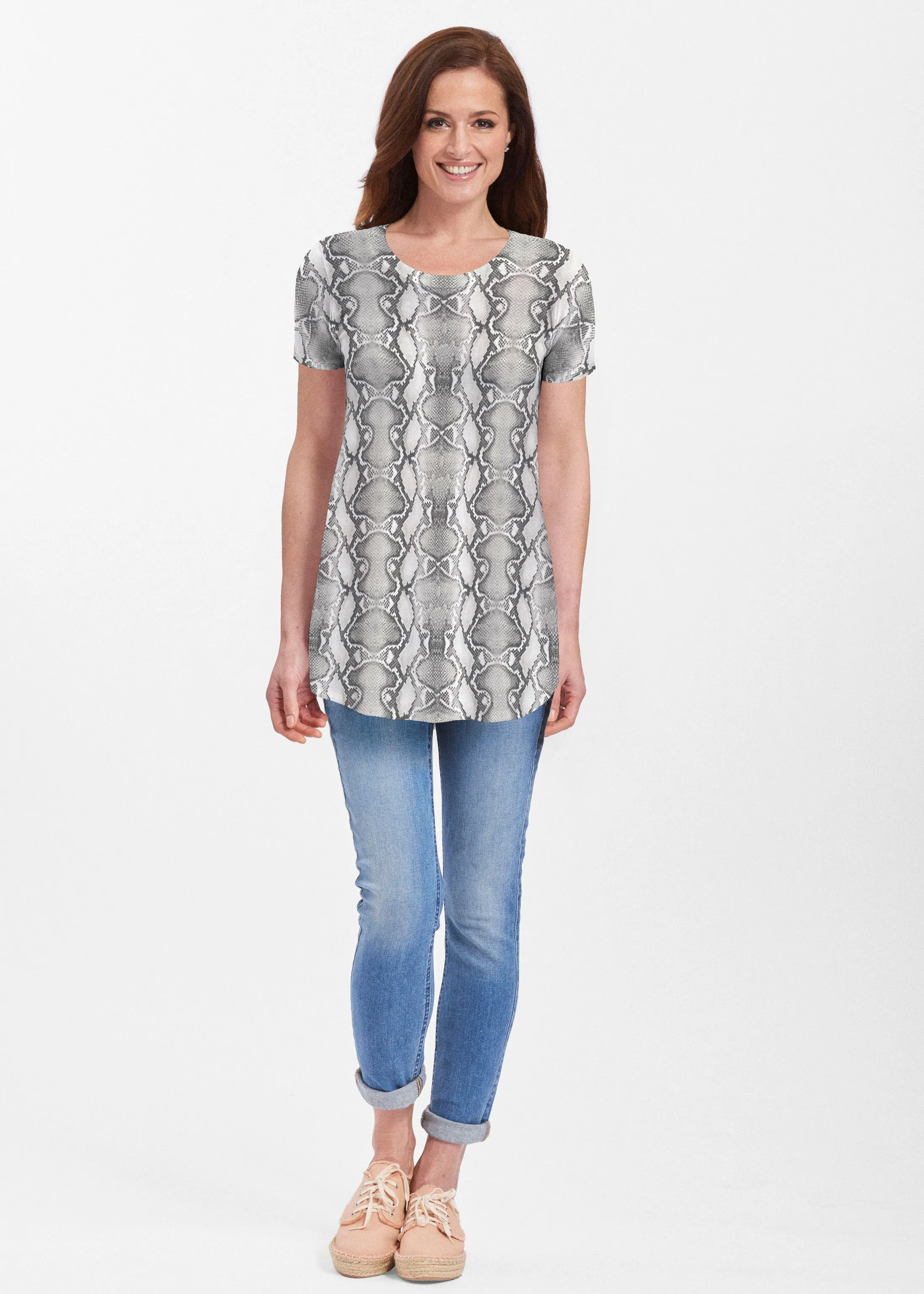 Python Silver (7272) ~ Butterknit Short Sleeve Tunic