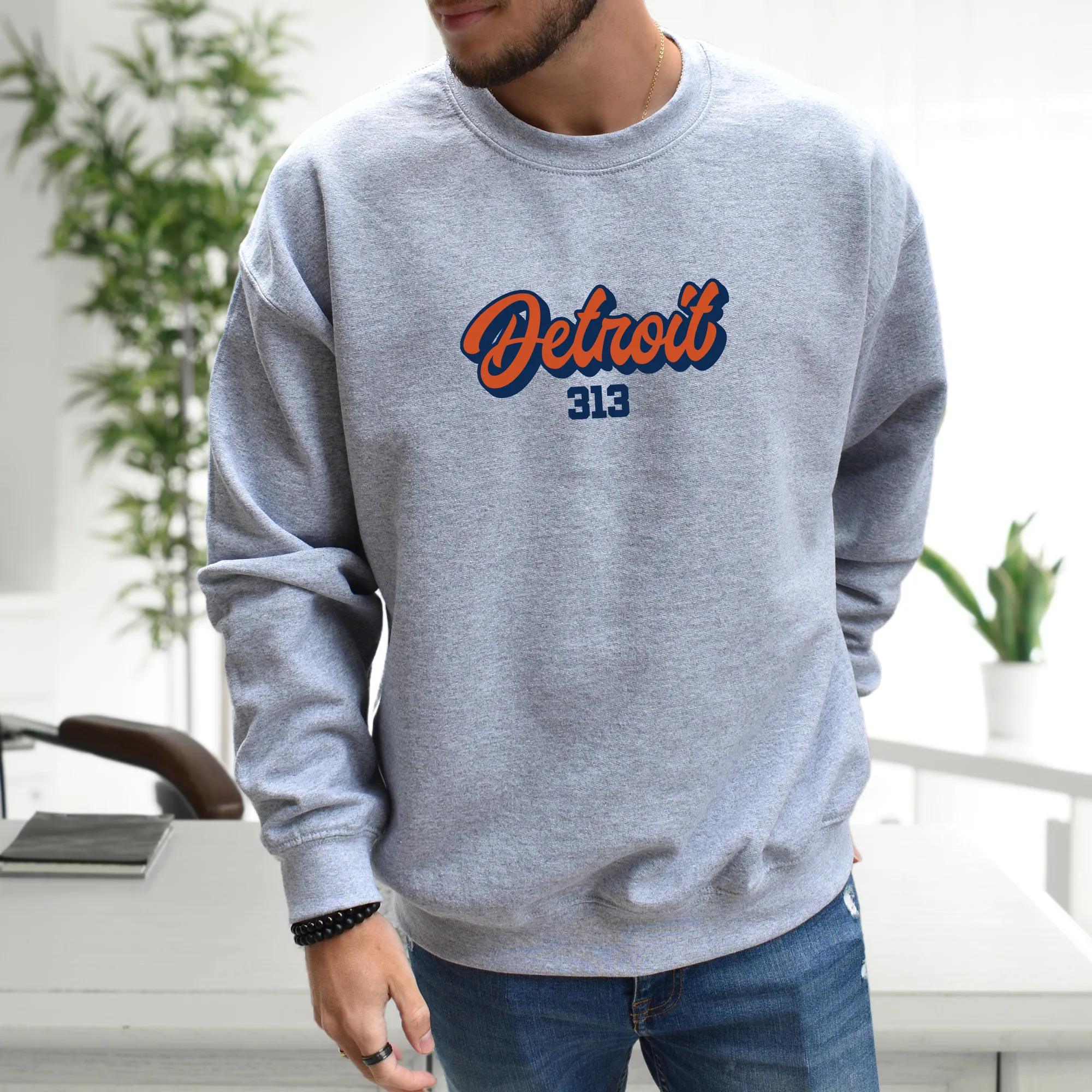 "313 Baseball" Men's Classic Crew Sweatshirt