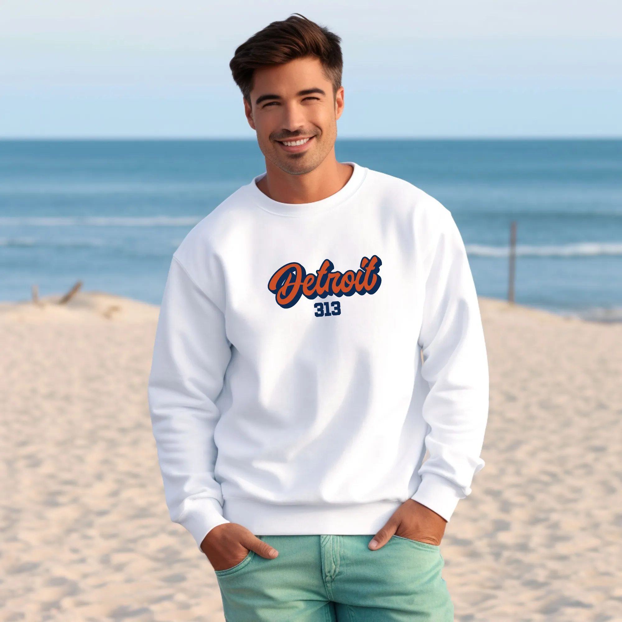 "313 Baseball" Men's Classic Crew Sweatshirt