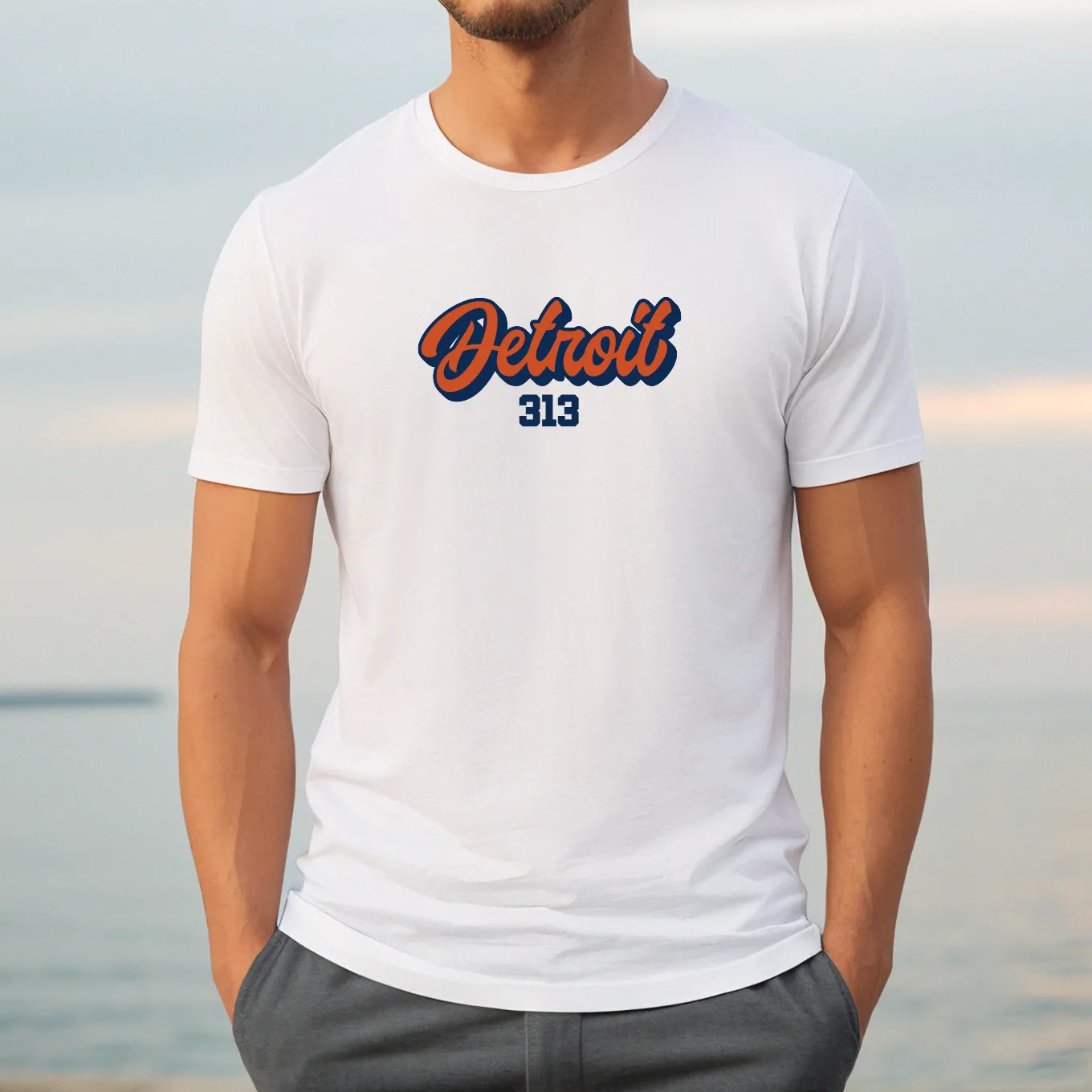 "313 Baseball" Men's Crew T-Shirt