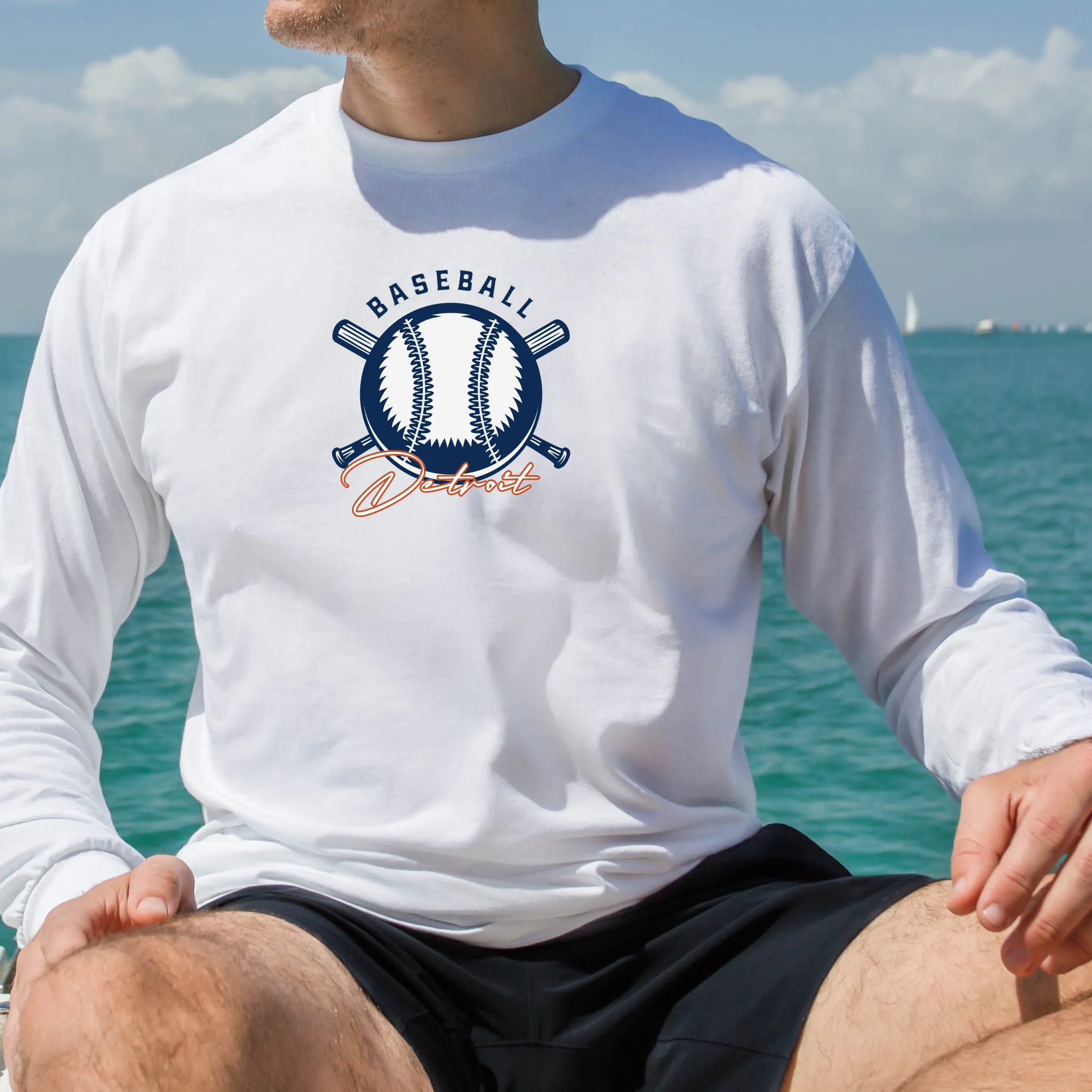 "Baseball In The D" Men's Long Sleeve T-Shirt