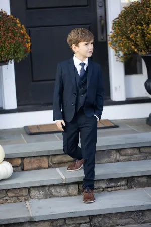 "Premium" Kids Midnight Navy 5-Piece Wool Blend Suit