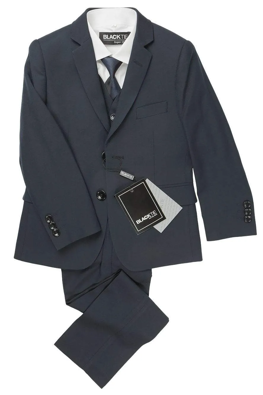 "Premium" Kids Midnight Navy 5-Piece Wool Blend Suit
