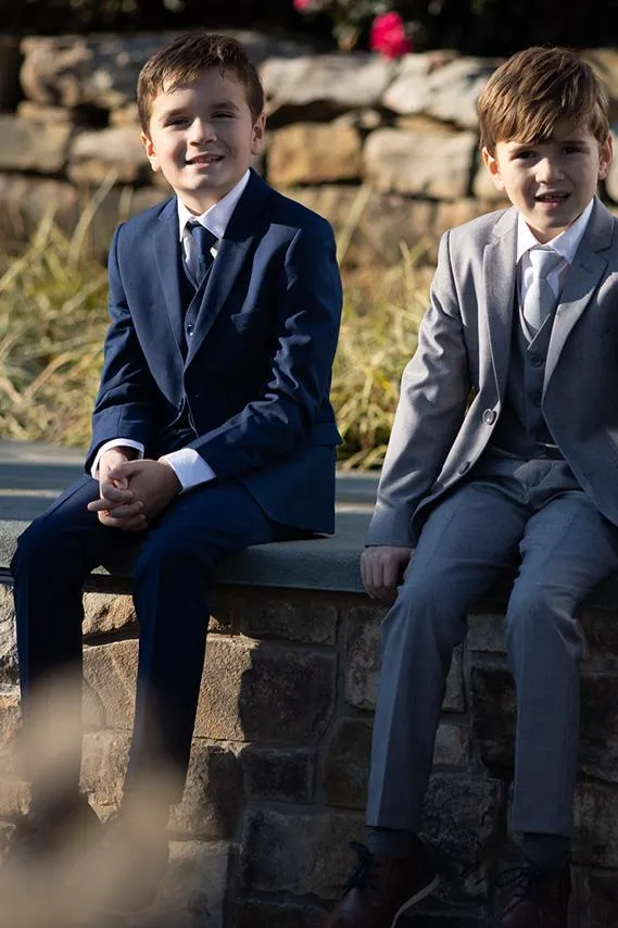 "Premium" Kids Sapphire Blue 5-Piece Wool Blend Suit