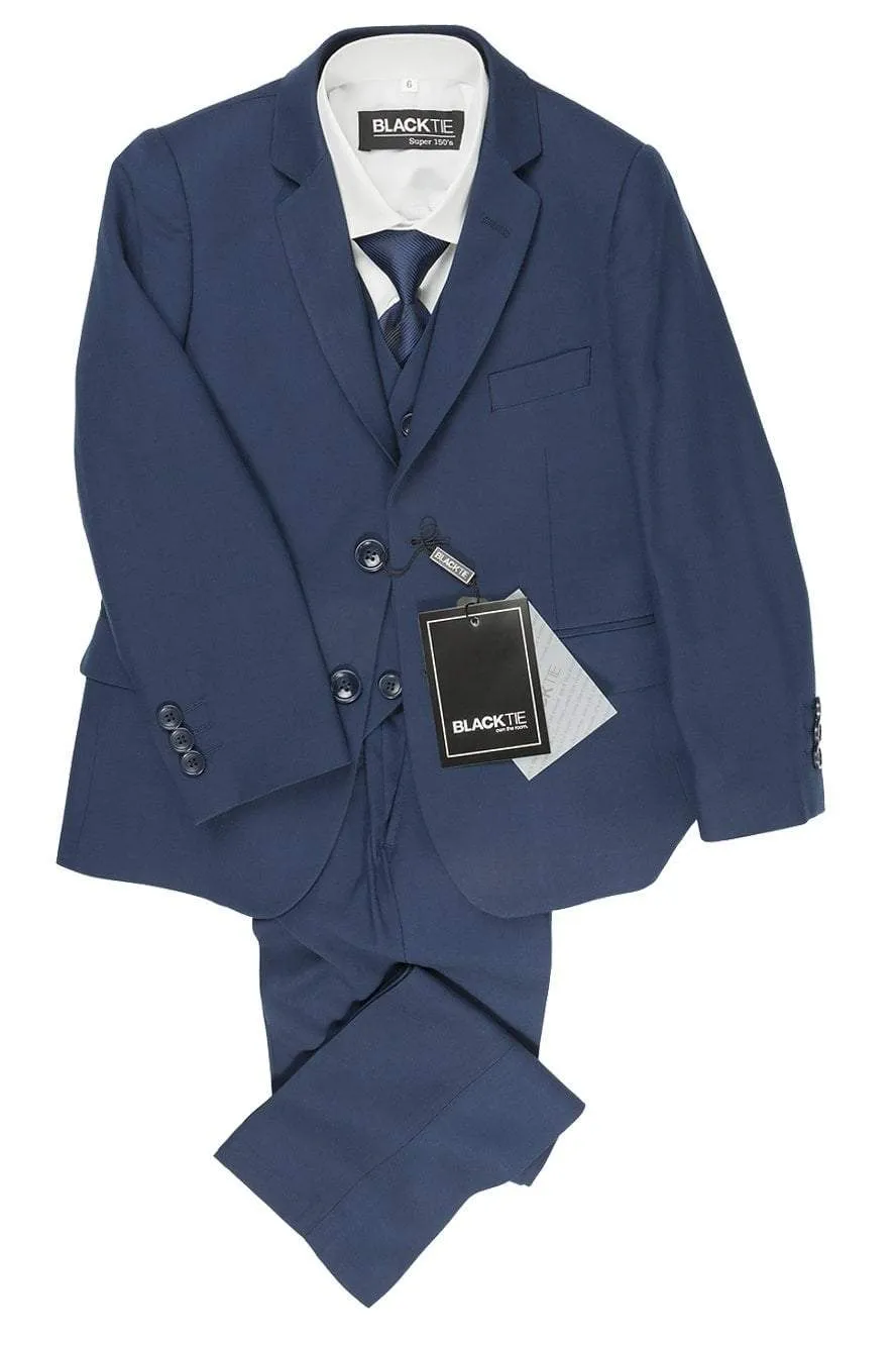 "Premium" Kids Sapphire Blue 5-Piece Wool Blend Suit