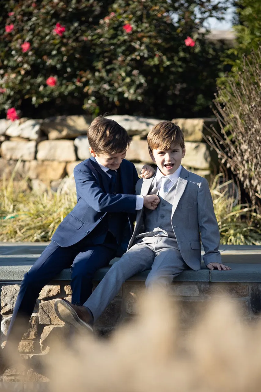 "Premium" Kids Sapphire Blue 5-Piece Wool Blend Suit
