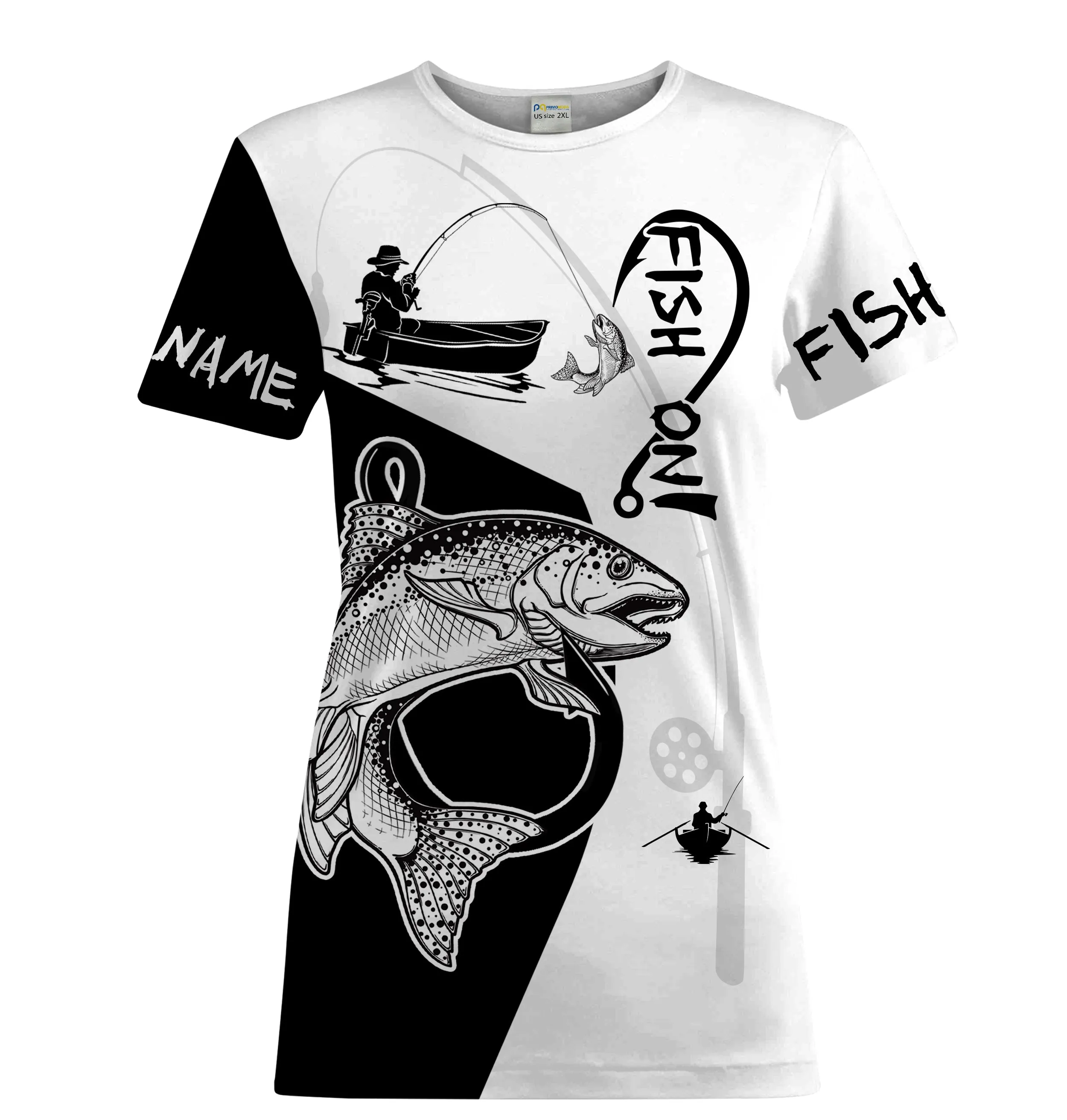 Rainbow Trout Fish On Customize Name UV protection quick dry UPF 30  fishing t shirts for women NPQ64