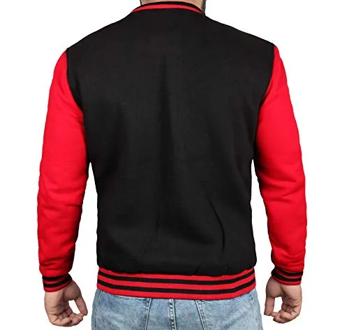 Red And Black Varsity Bomber Jacket Men [40020024-BW] | C Red sleeve, L