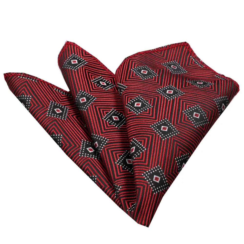 Red with Black Diamonds Mens Pocket Square - Premium Silk Handkerchiefs for Suits