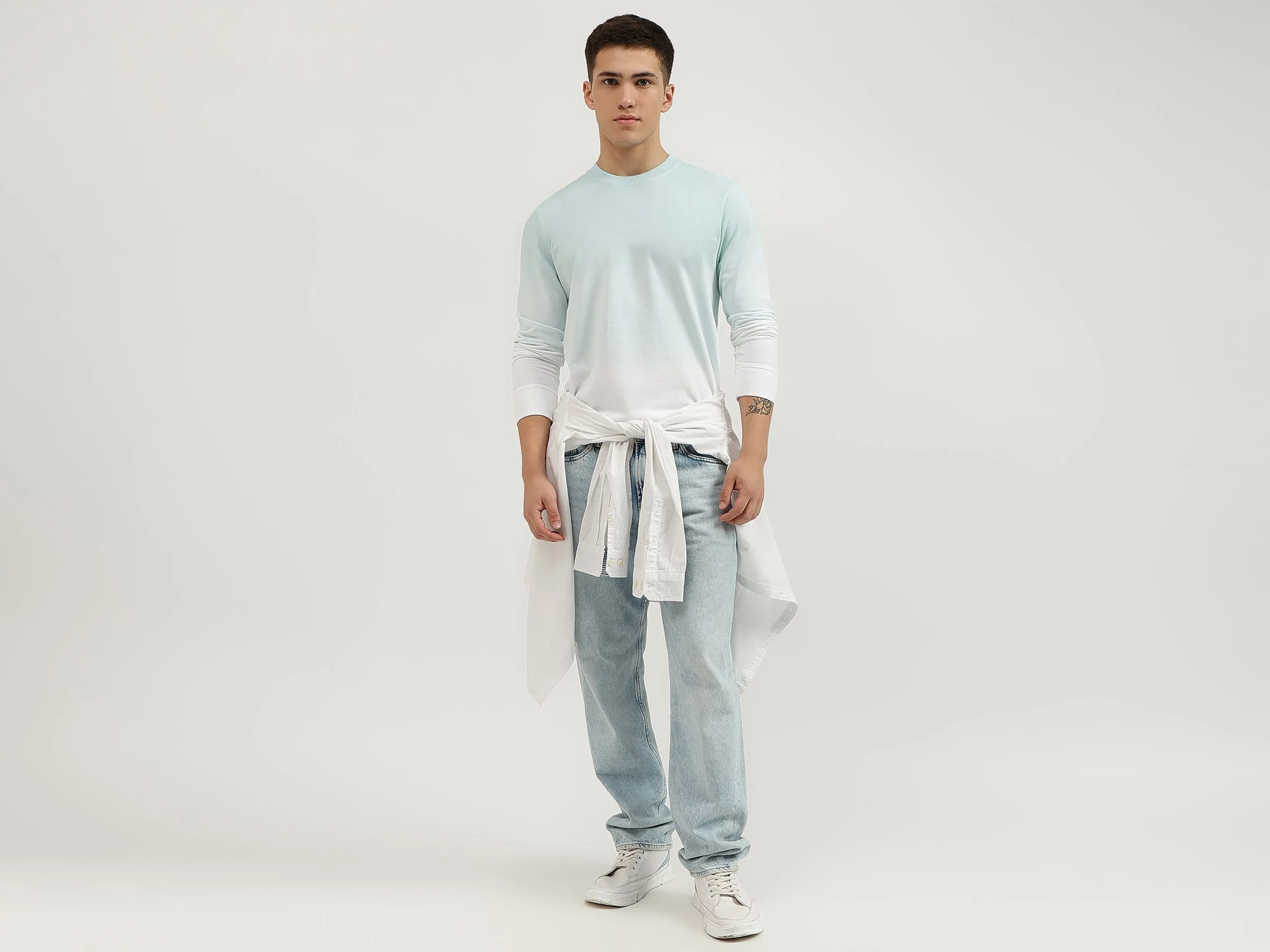 Regular Fit Crew Neck Ombre Sweatshirt