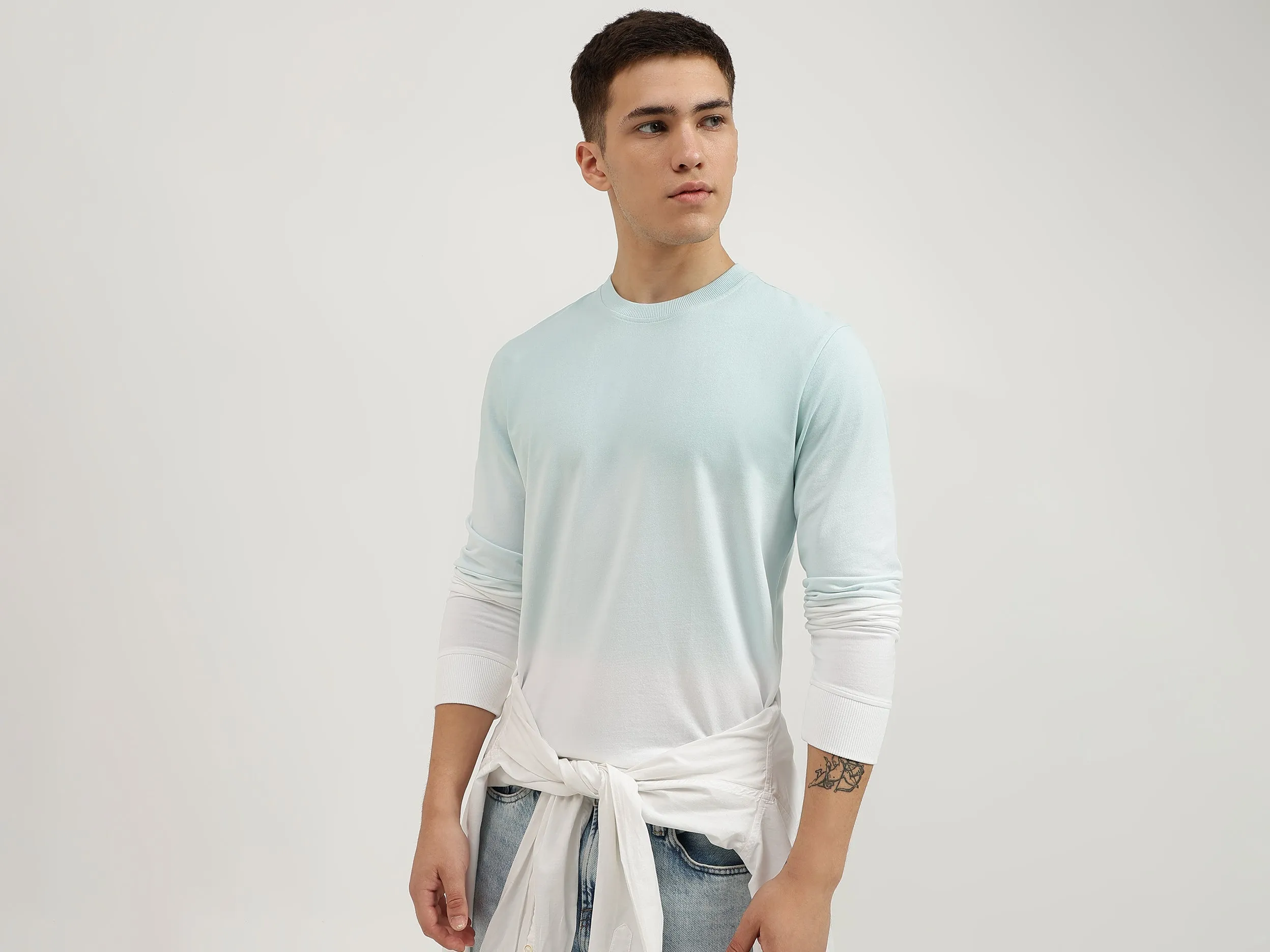 Regular Fit Crew Neck Ombre Sweatshirt