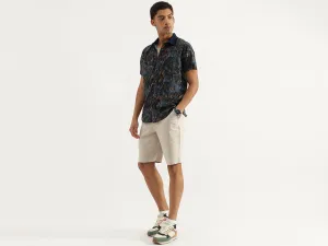 Regular Fit Spread Collar Abstract Camouflage Shirt