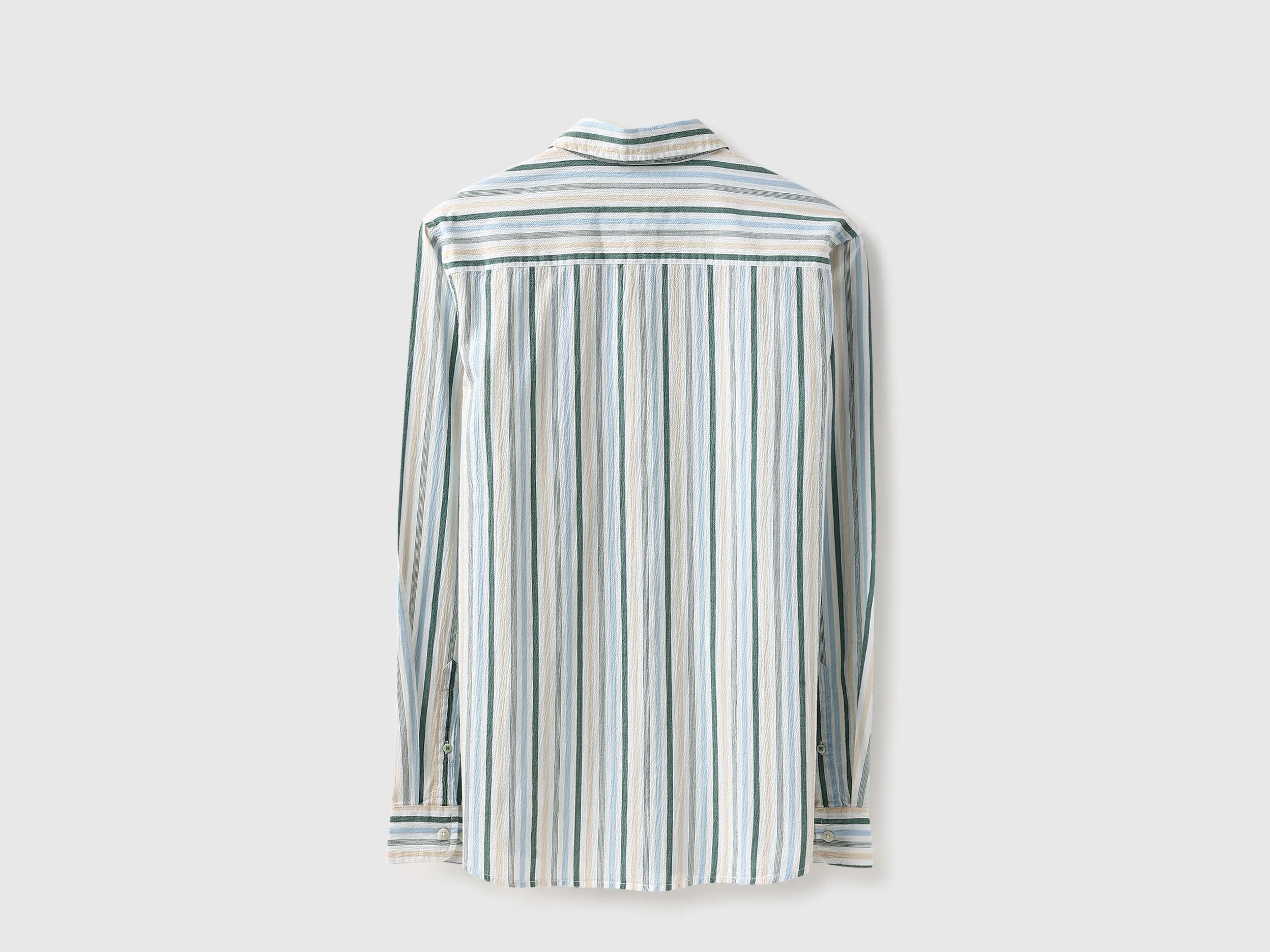 Regular Fit Spread Collar Crinkle Striped Shirt