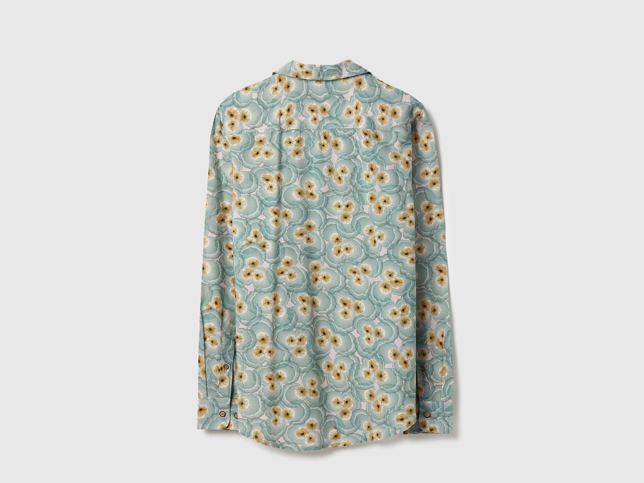 Regular Fit Spread Collar Oriental Print Shirt