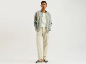 Regular Fit Spread Collar Oriental Print Shirt