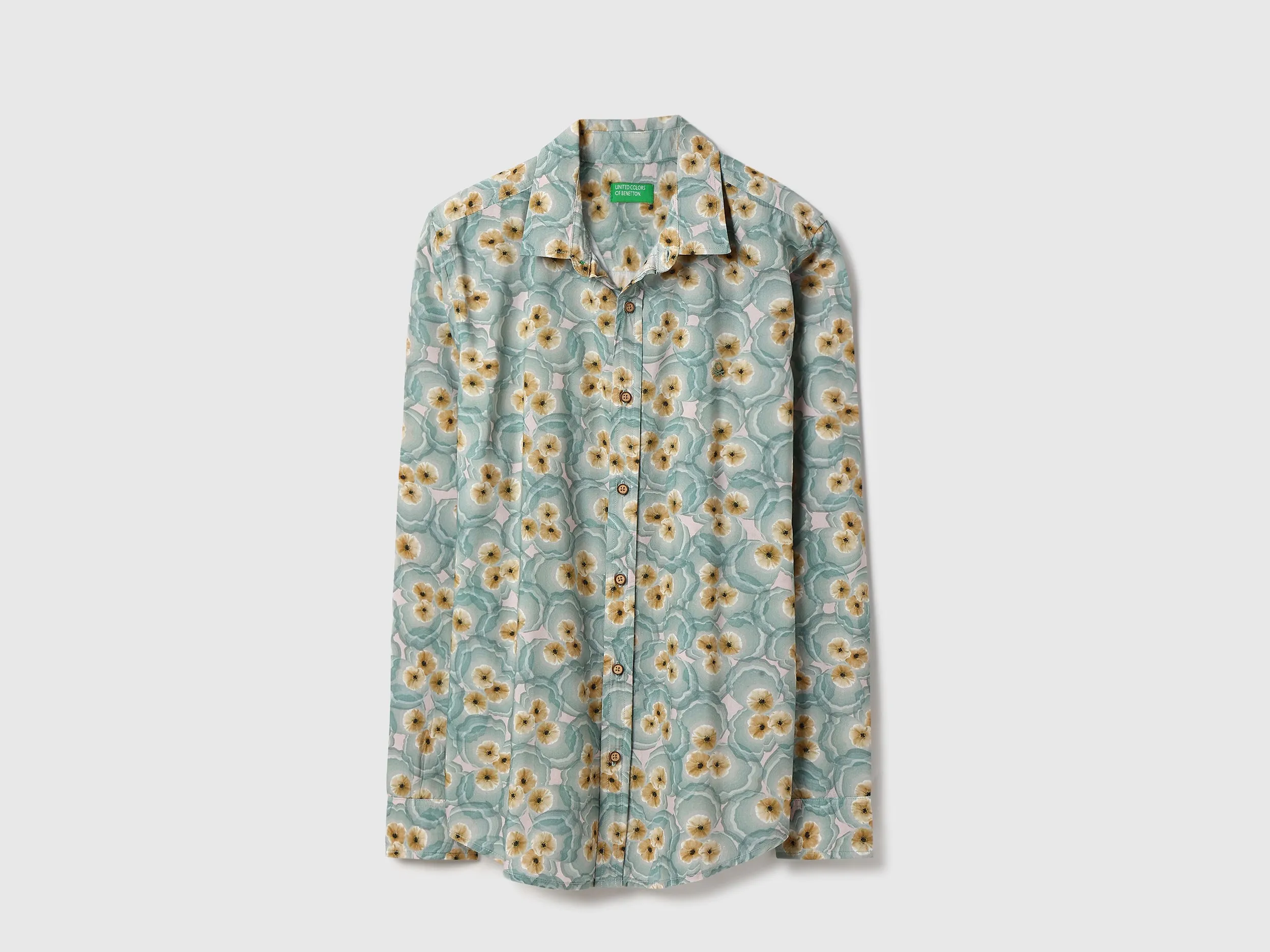 Regular Fit Spread Collar Oriental Print Shirt