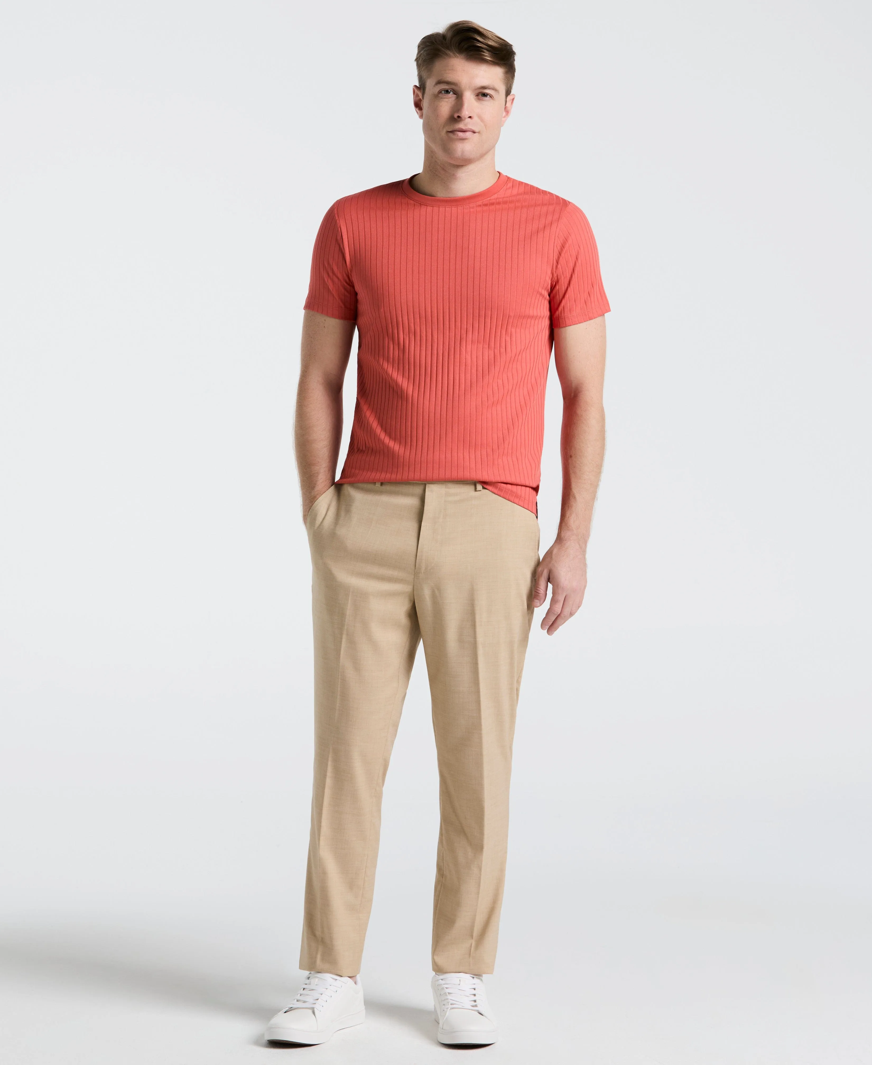 Rib Knit Crew Neck Tee