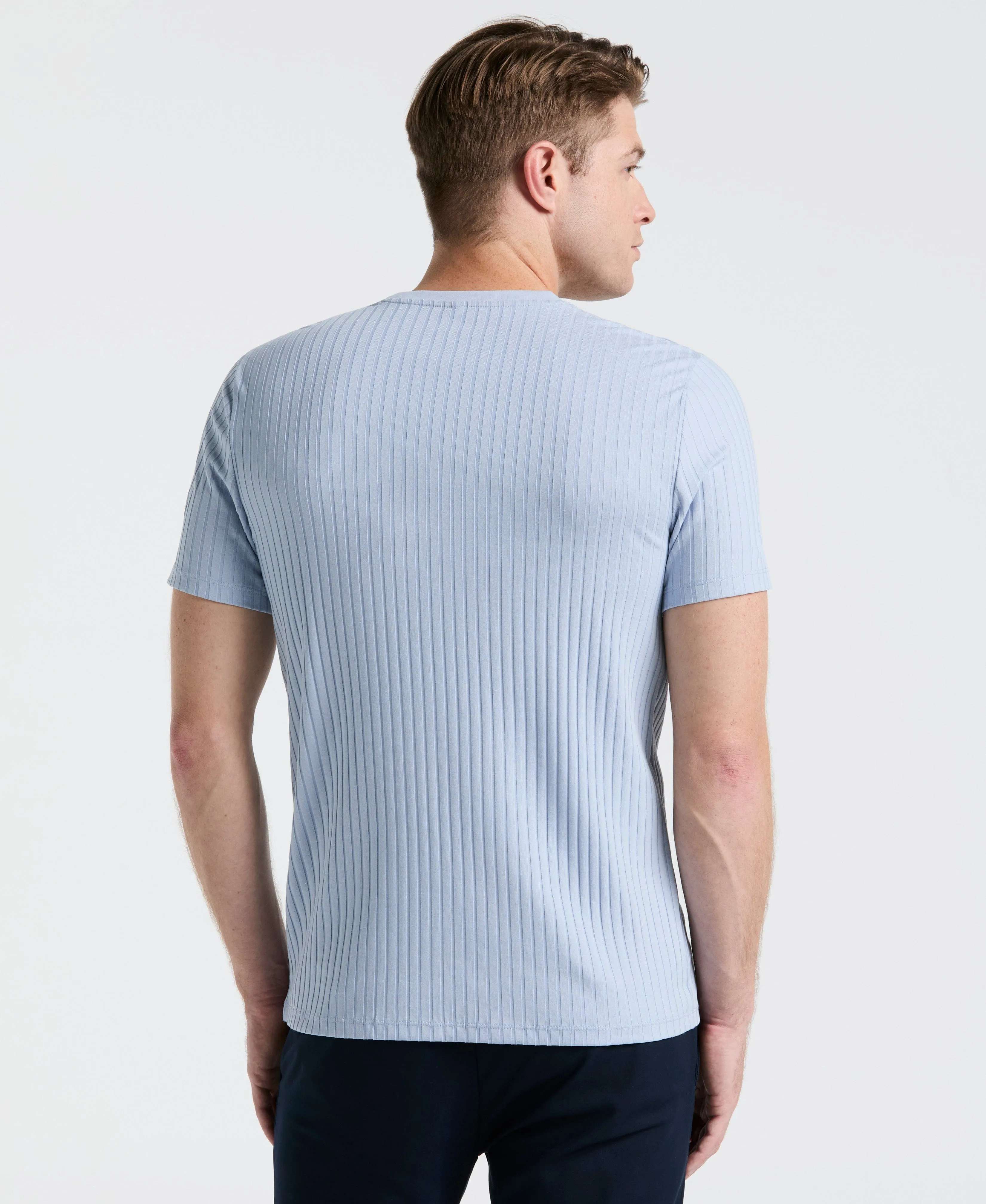 Rib Knit Crew Neck Tee