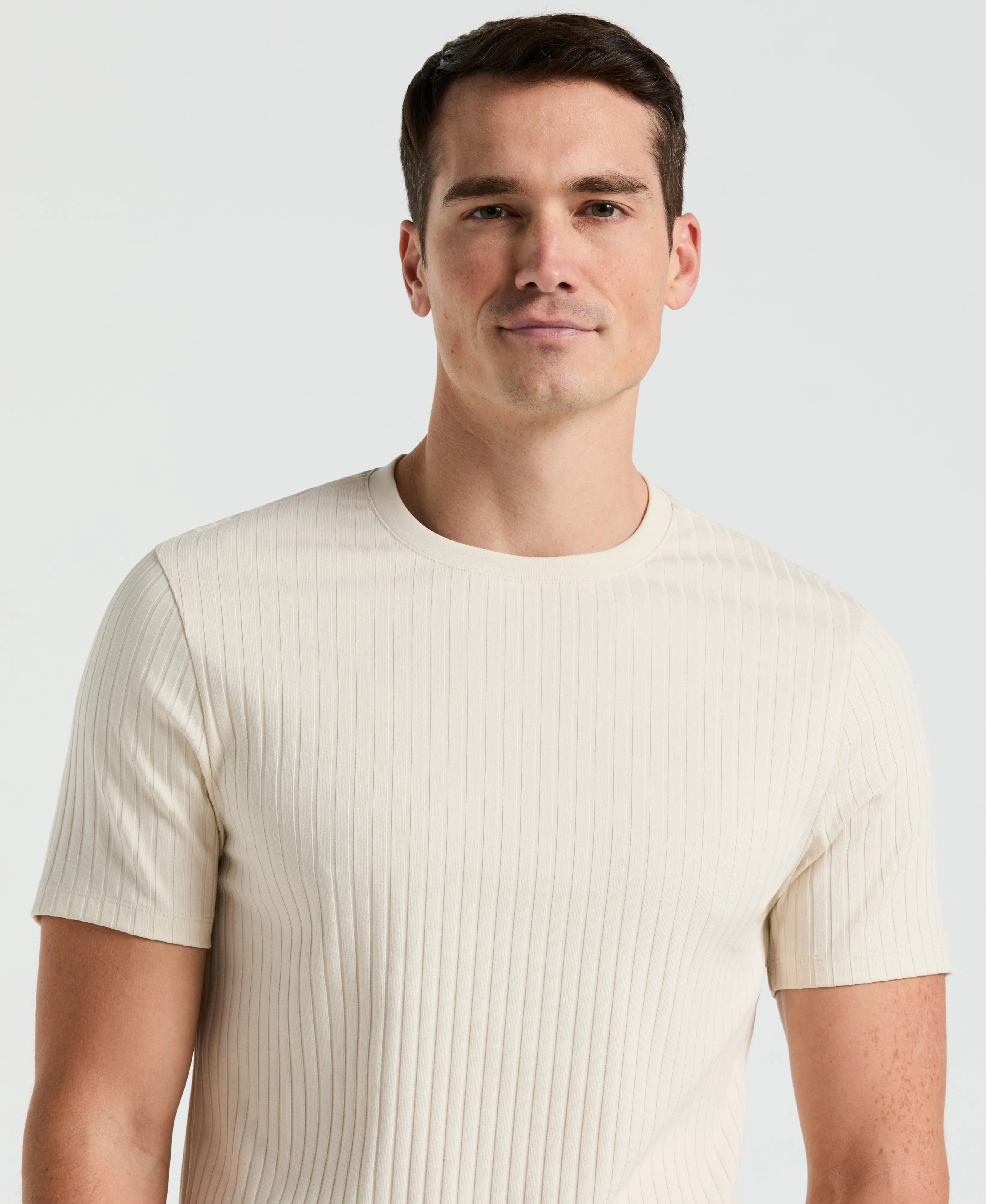 Rib Knit Crew Neck Tee