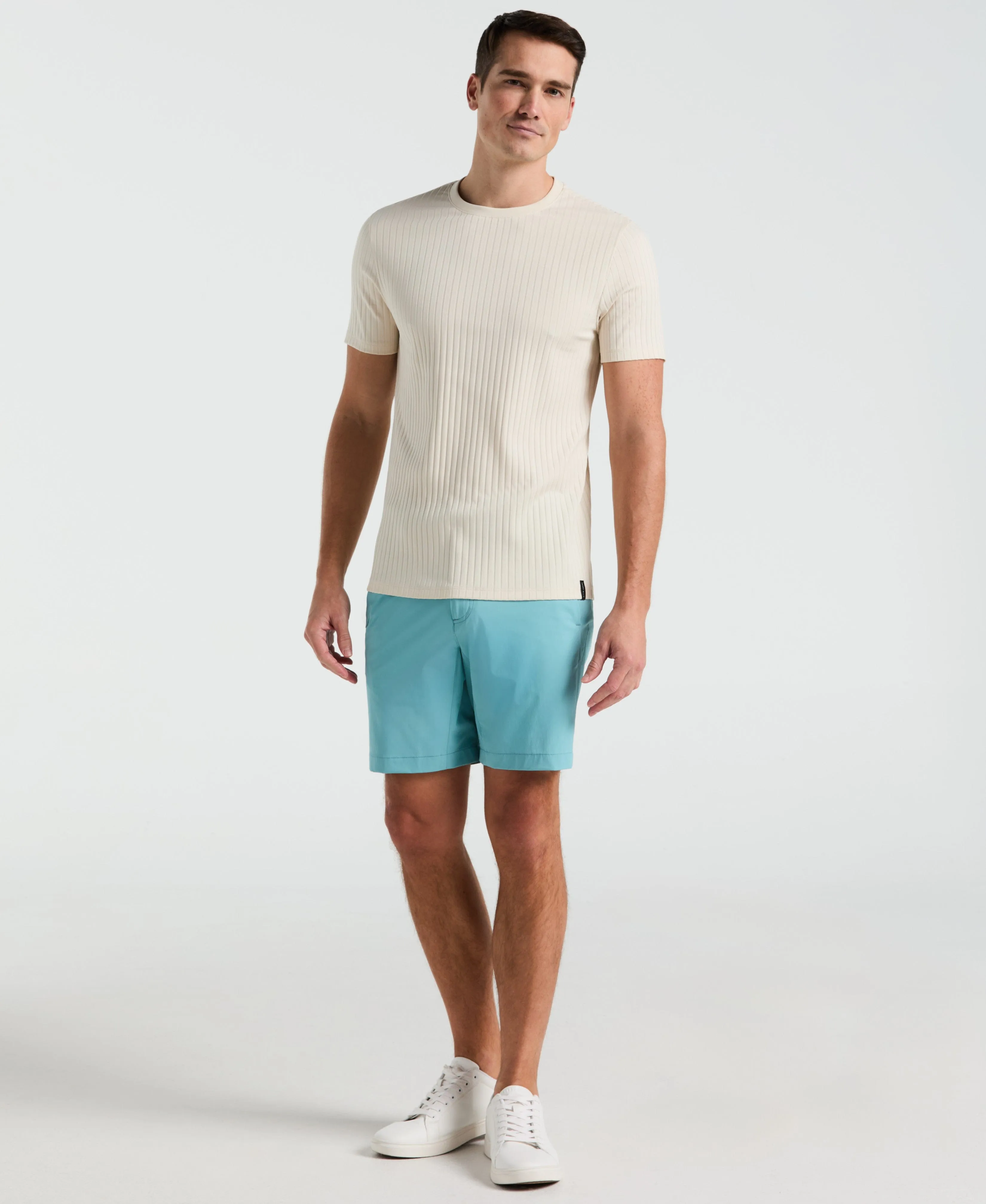 Rib Knit Crew Neck Tee
