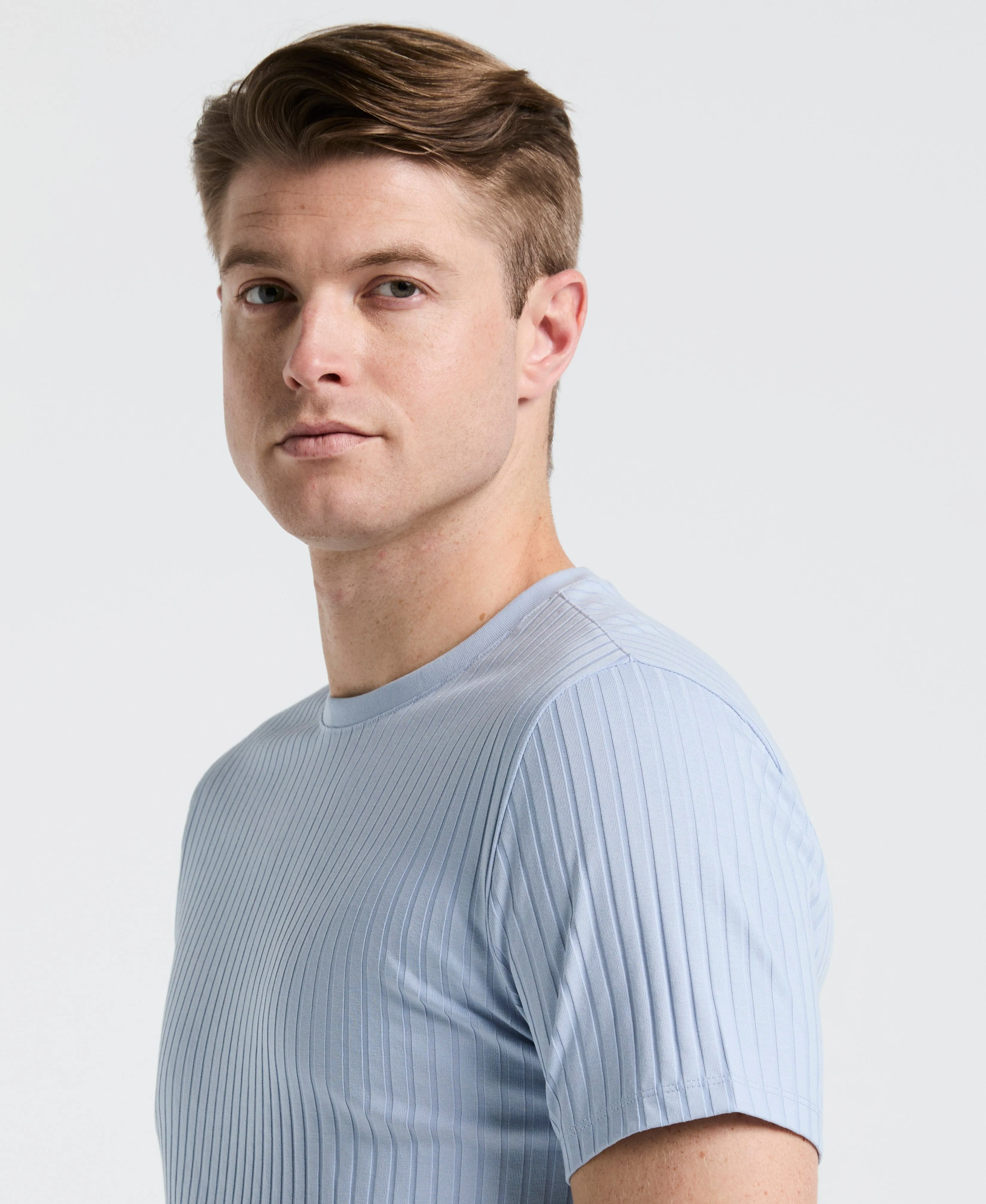Rib Knit Crew Neck Tee