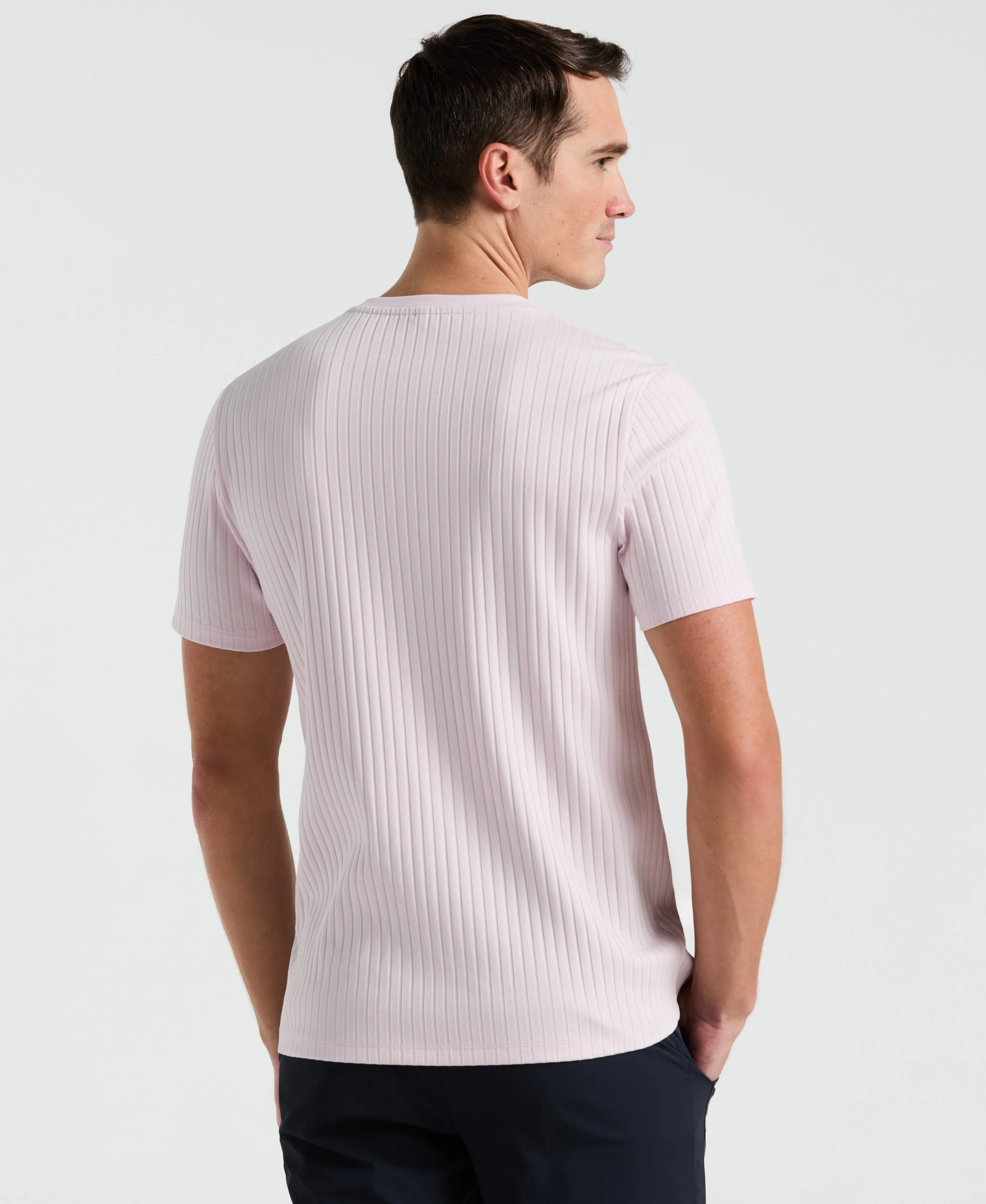 Rib Knit Crew Neck Tee