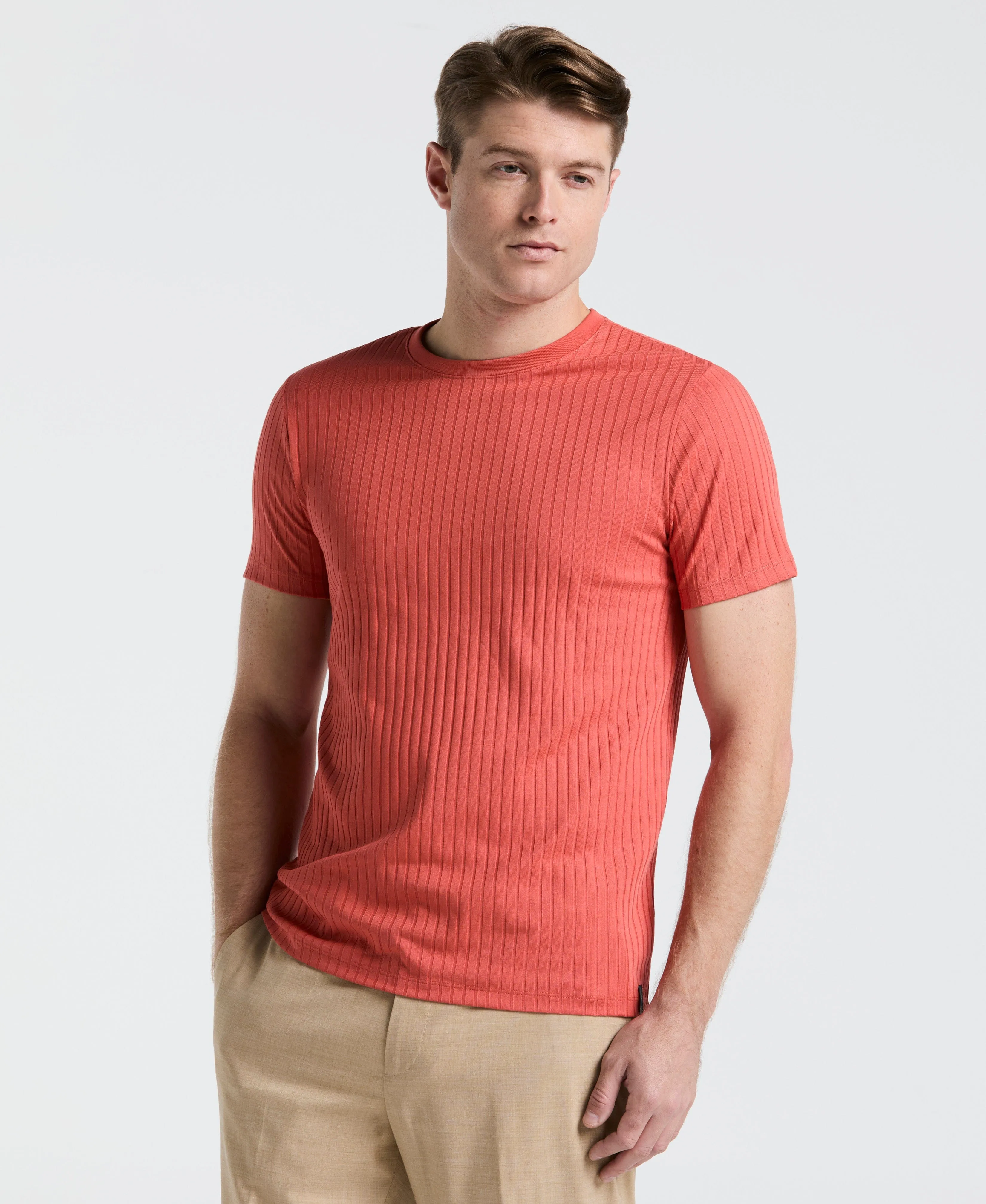 Rib Knit Crew Neck Tee